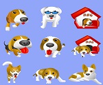 9 cartoon dog vector
